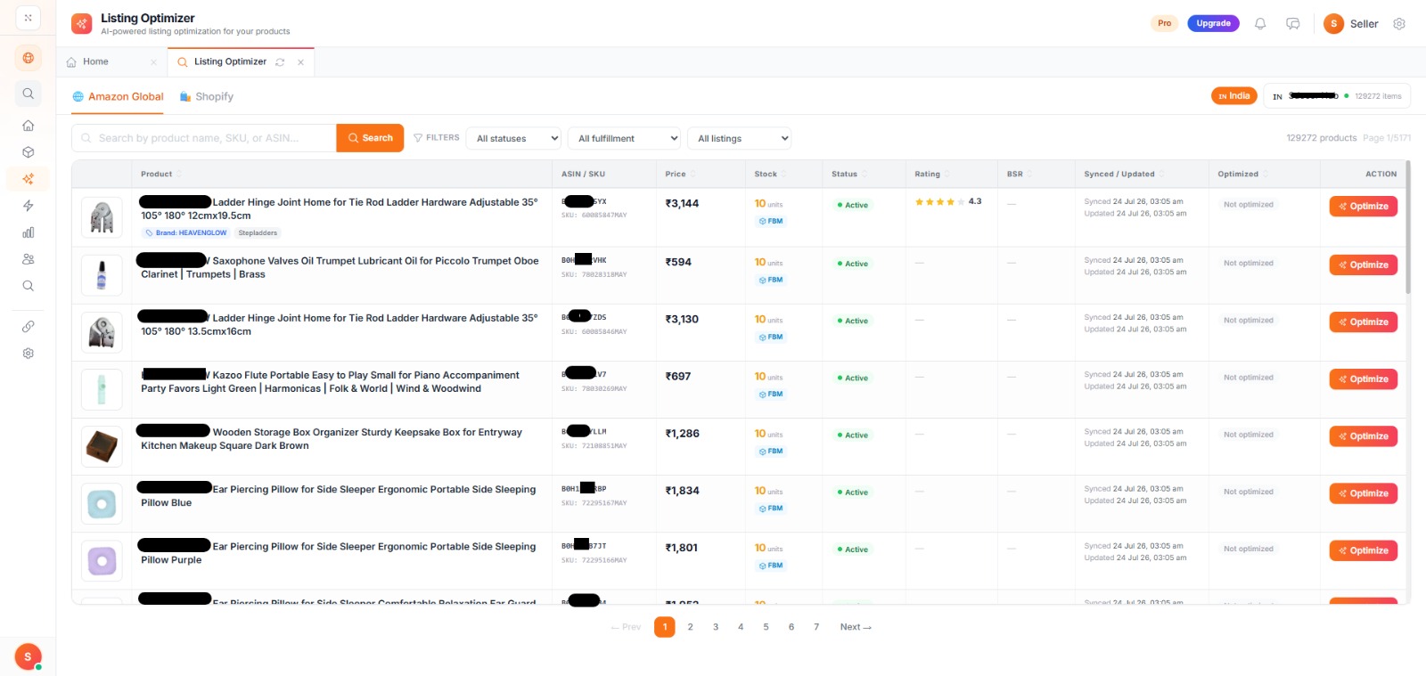 Listing Optimizer inside the AI Listers seller panel