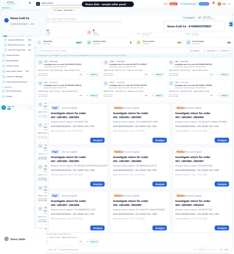 Marketplace Issues inside the AI Listers seller panel